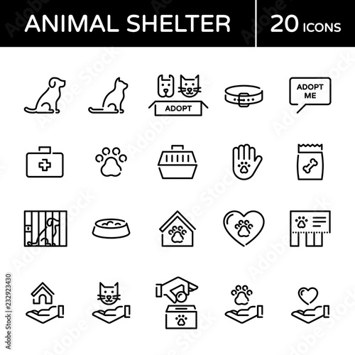 Vector Animal Shelter Icon Logo Set