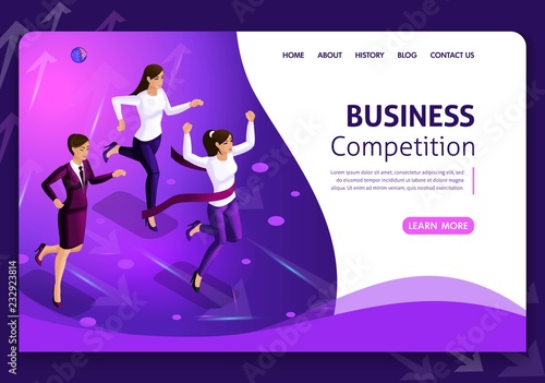 Website template Business design. Isometric concept. Searching for opportunities. Business concept leadership and teamwork. Easy to edit and customize White background © elizaliv