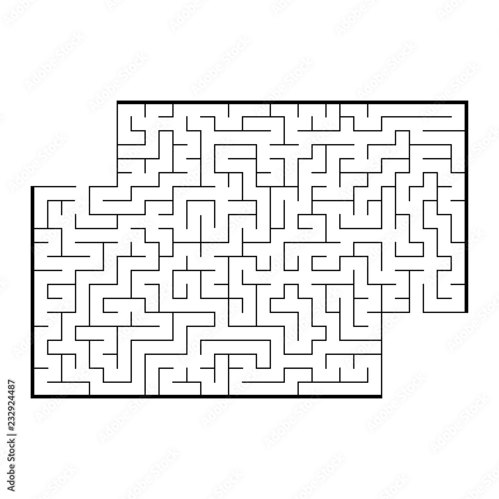 Abstract rectangular maze. Game for kids. Puzzle for children. One entrance, one exit. Labyrinth conundrum. Flat vector illustration isolated on white background. With place for your image.