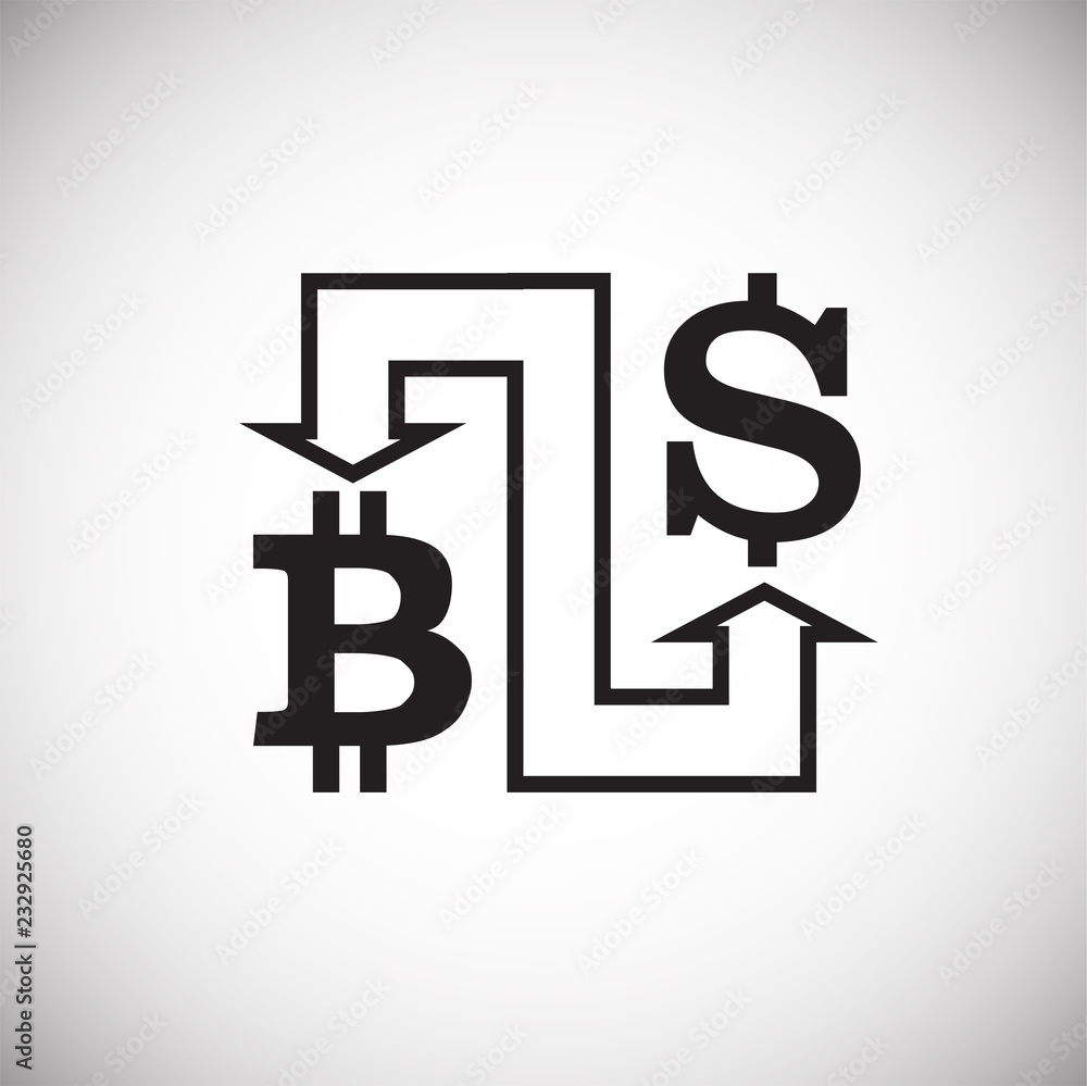 Bitcoin conversion dollar on white background icon Bitcoin conversion dollar on white background icon