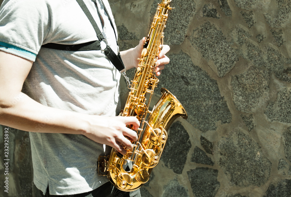 Obraz premium Saxophone player Saxophonist
