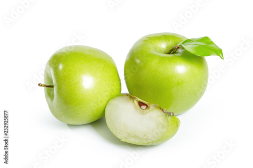 Fresh granny smith apples on white background