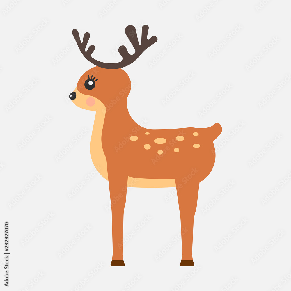 Cartoon funny deer icon isolated on white background. Vector illustration. Cartoon funny deer icon isolated on white background. Vector illustration.