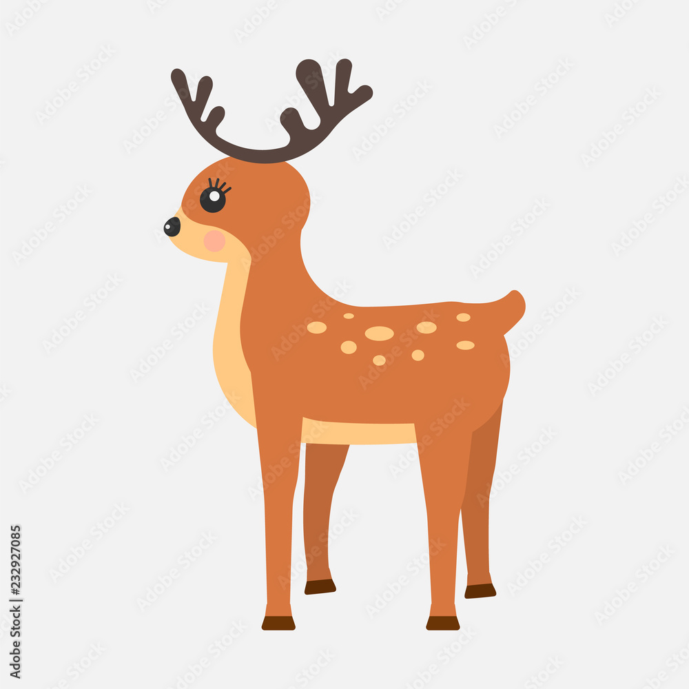 Cartoon funny deer icon isolated on white background. Vector illustration. Cartoon funny deer icon isolated on white background. Vector illustration.
