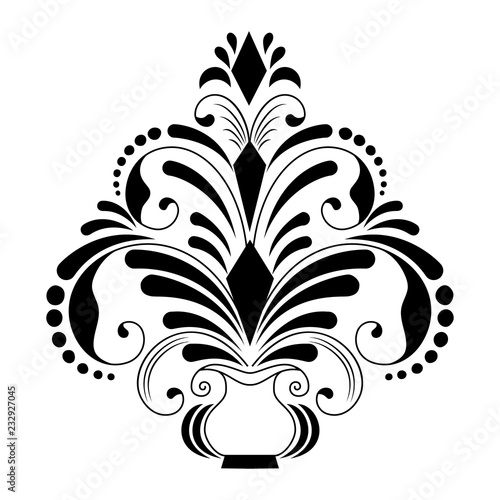 Vector damask element. Isolated damask central illistration. Classical luxury old fashioned damask ornament, royal victorian texture for wallpapers, textile, wrapping.