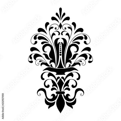 Vector damask element. Isolated damask central illistration. Classical luxury old fashioned damask ornament, royal victorian texture for wallpapers, textile, wrapping.