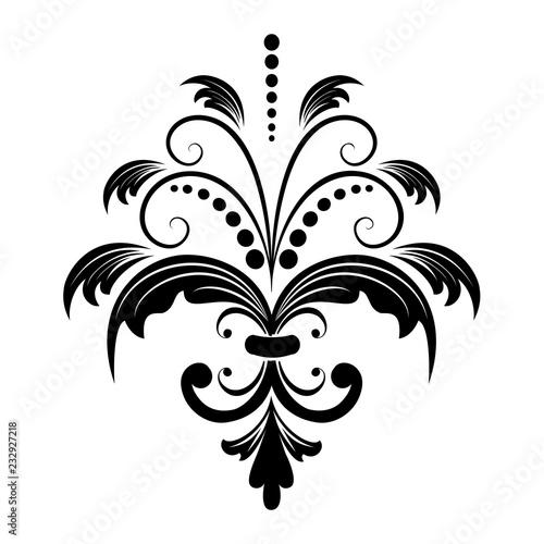 Vector damask element. Isolated damask central illistration. Classical luxury old fashioned damask ornament, royal victorian texture for wallpapers, textile, wrapping.