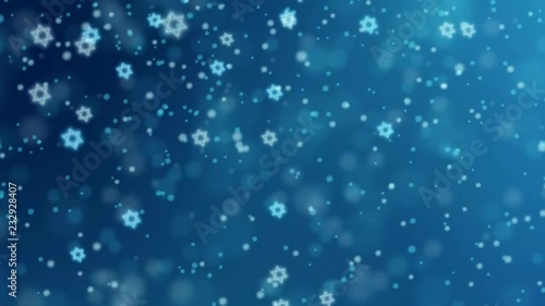 Abstract blue background with falling glittering bokeh lights and Jewish stars. HD Israeli animation for Jewish holidays Hannukah, Pesach, Rosh Hashanah, Purim.