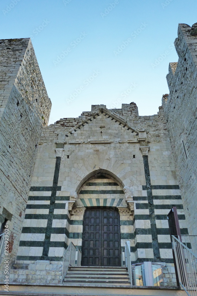 Entrance door of Emperors castle, Prato, Tuscany, Italy