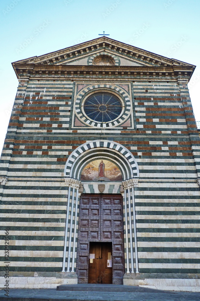 Facade of St. Francis church, Prato, Tuscany, Italy