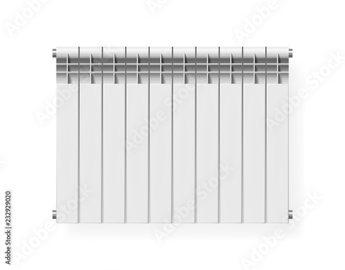 Realistic white modern heating radiator. Isolated vector illustration.