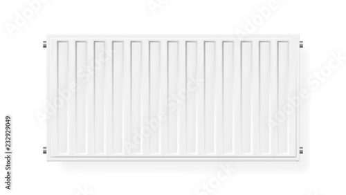 Realistic white heating radiator. Isolated vector illustration.