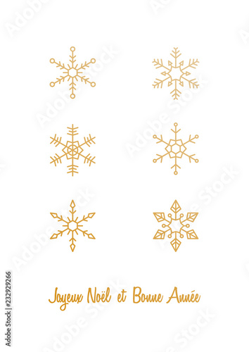 Merry Christmas and Happy New Year lettering template. Greeting card invitation with snowflakes. Vector vintage illustration.
