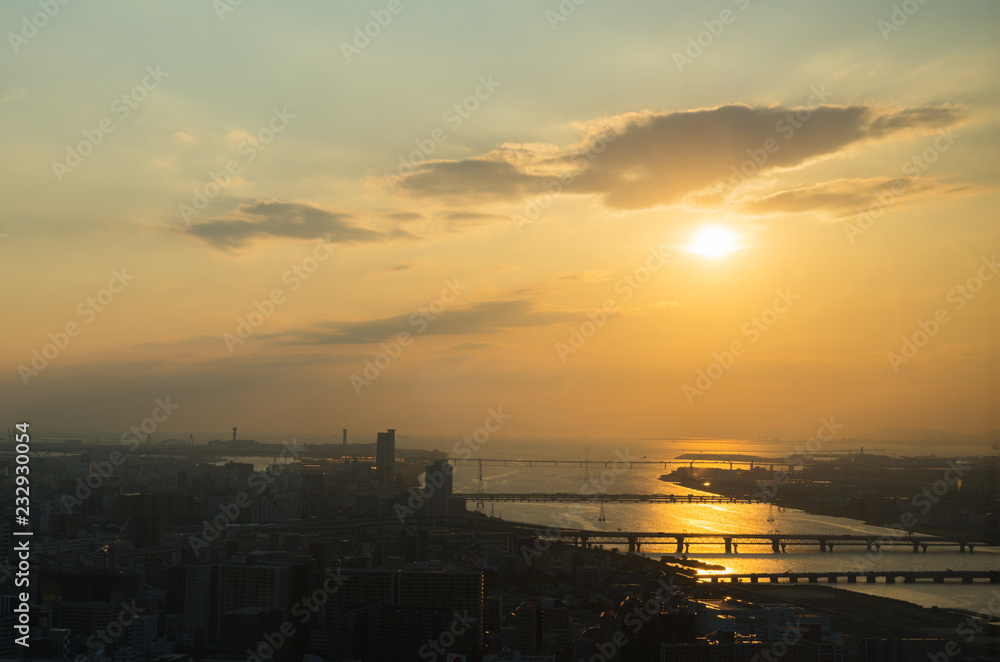 Naklejka premium 夕方の淀川