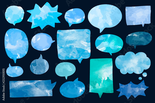 Set of watercolor speech bubbles vector