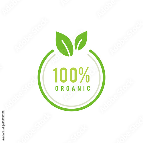 100 percent organic emblem illustration