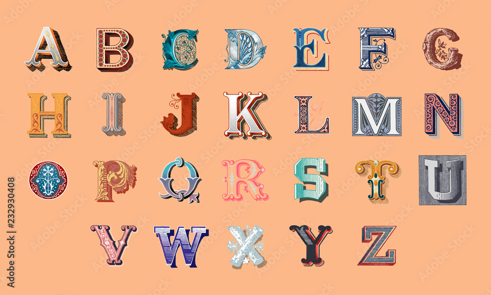 English alphabet letter A to Z icon isolated Stock Vector | Adobe Stock