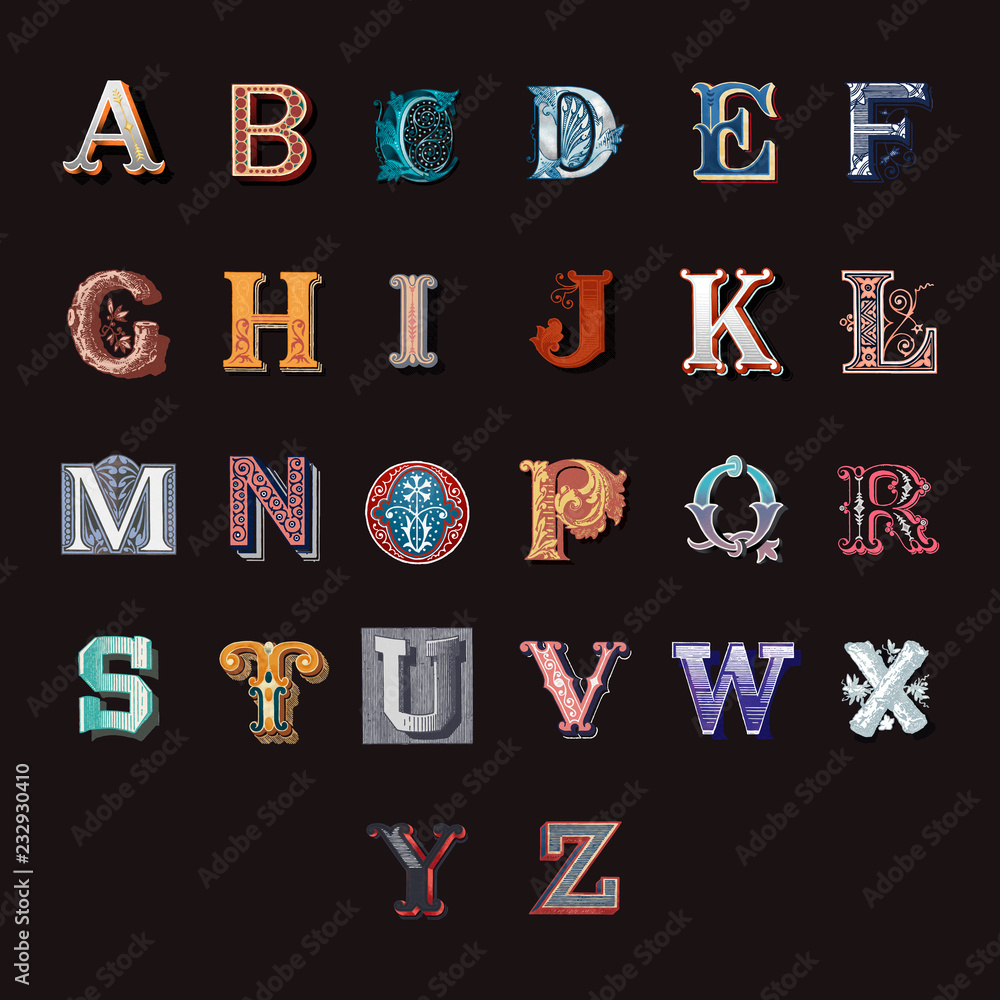 English alphabet letter A to Z icon isolated Stock Vector | Adobe Stock