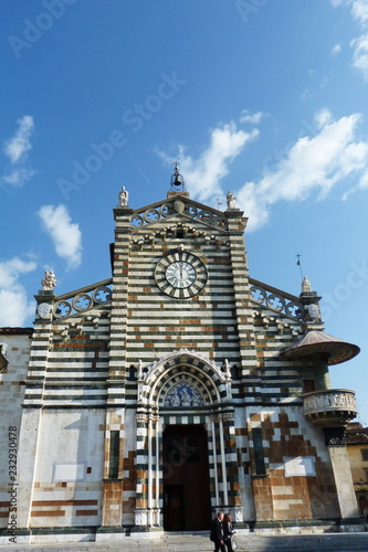 Facade of the Cathedral of Prato, Tuscany, Italy photo