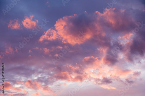 dramatic sky wth clouds in evening