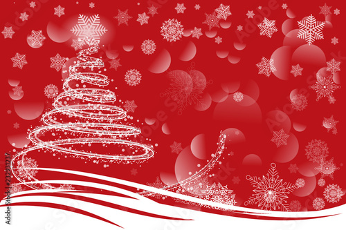 red greeting Christmas card with snowflakes