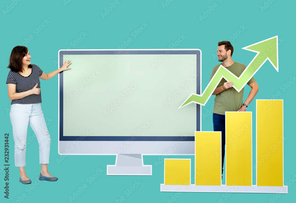 People with business growth icon isolated People with business growth icon isolated