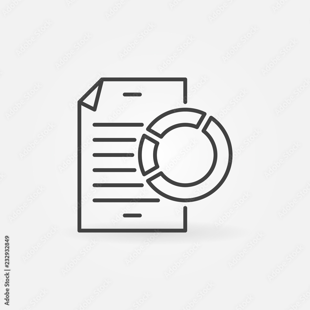 Business report with pie chart vector icon in thin line style Business report with pie chart vector icon in thin line style