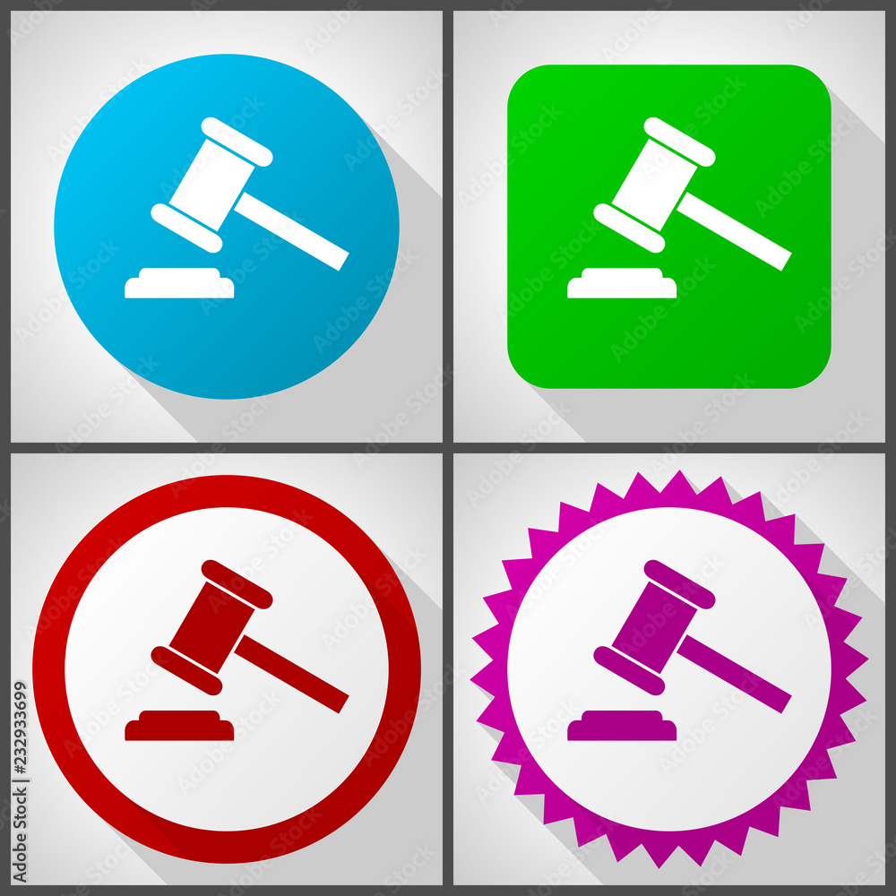 Vector icons with 4 options. Auction flat design icon set easy to edit in eps 10. Vector icons with 4 options. Auction flat design icon set easy to edit in eps 10.