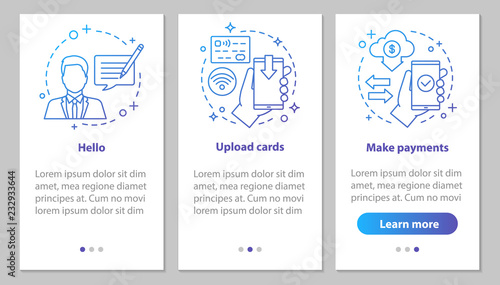 Mobile banking onboarding mobile app page screen with linear con