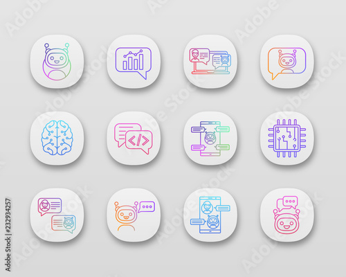 Chatbots app icons set