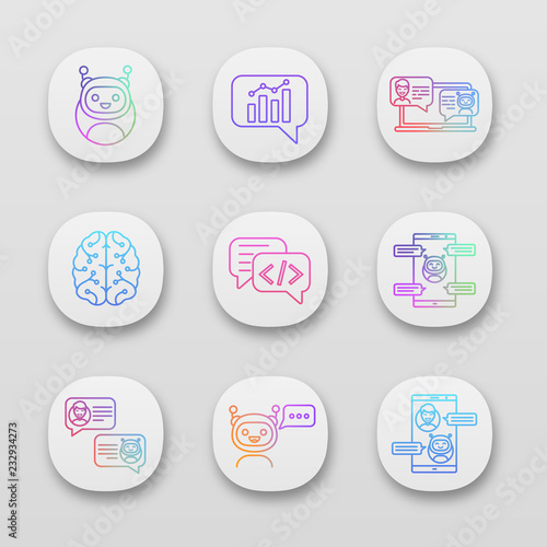 Chatbots app icons set