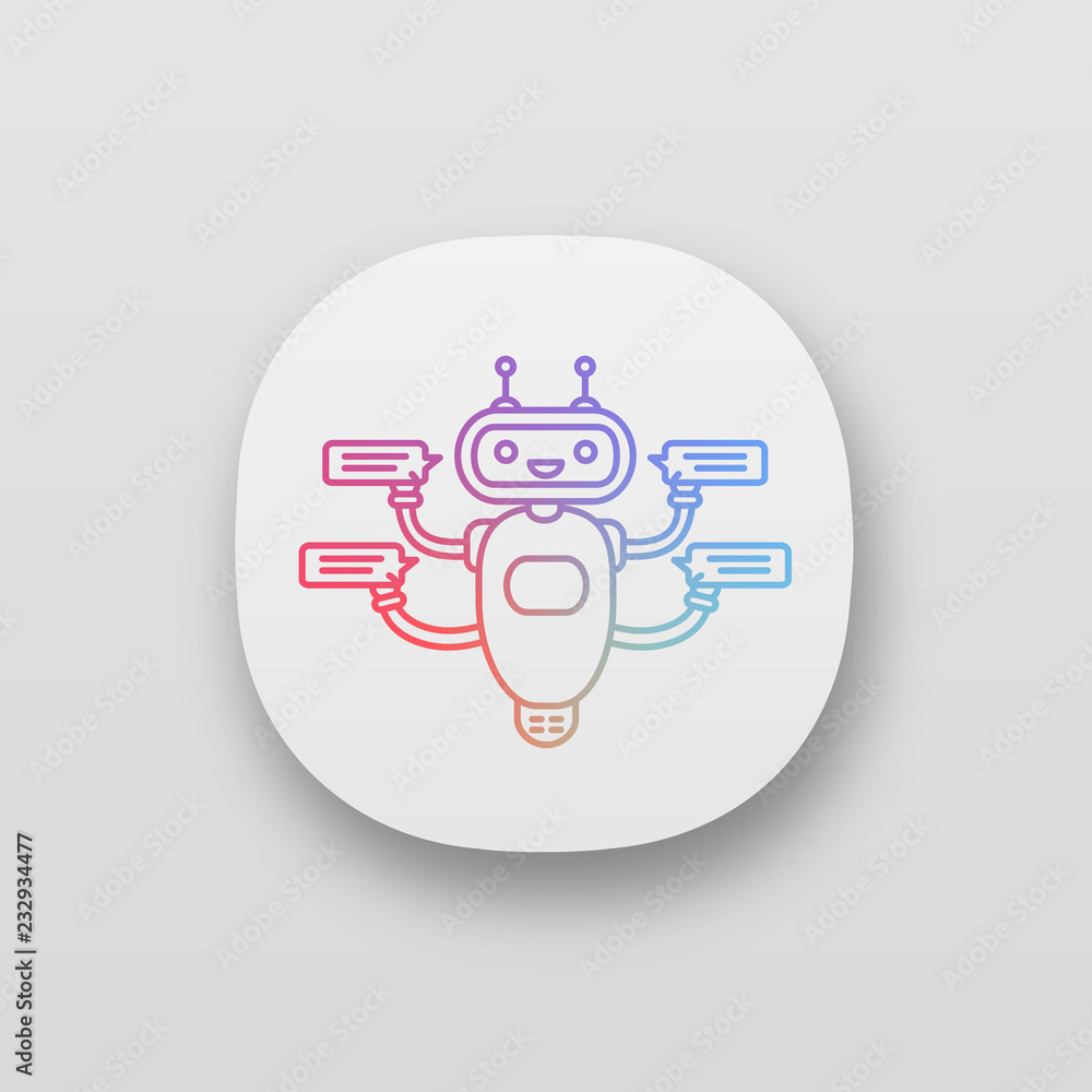 Chatbot with four speech bubbles app icon Chatbot with four speech bubbles app icon