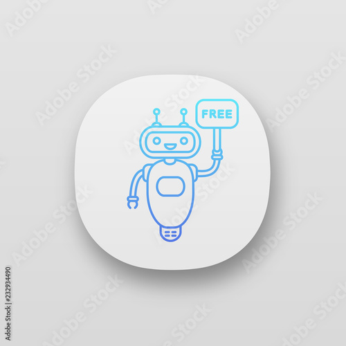 Chatbot with free in speech bubble app icon