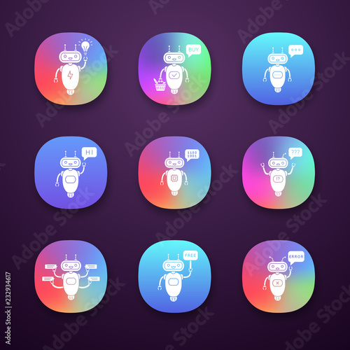 Chatbots app icons set