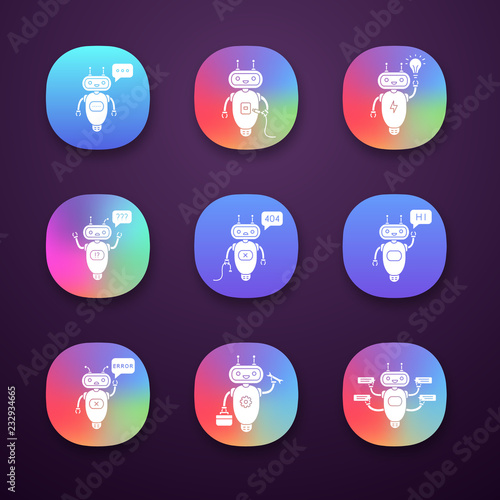 Chatbots app icons set