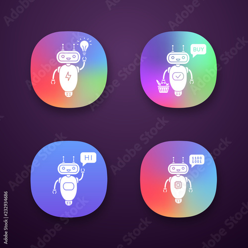 Chatbots app icons set