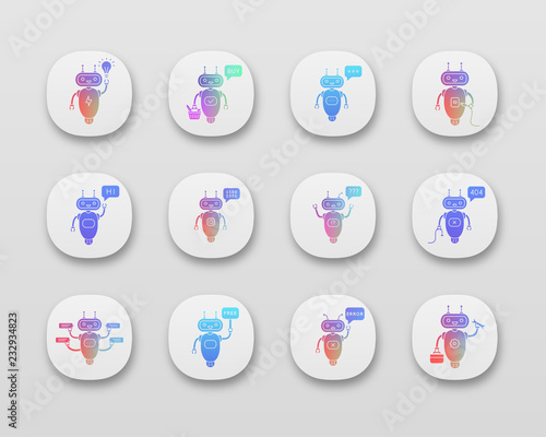 Chatbots app icons set