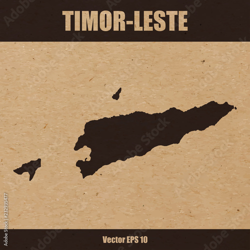 Detailed map of Timor-Leste or East Timor on craft paper