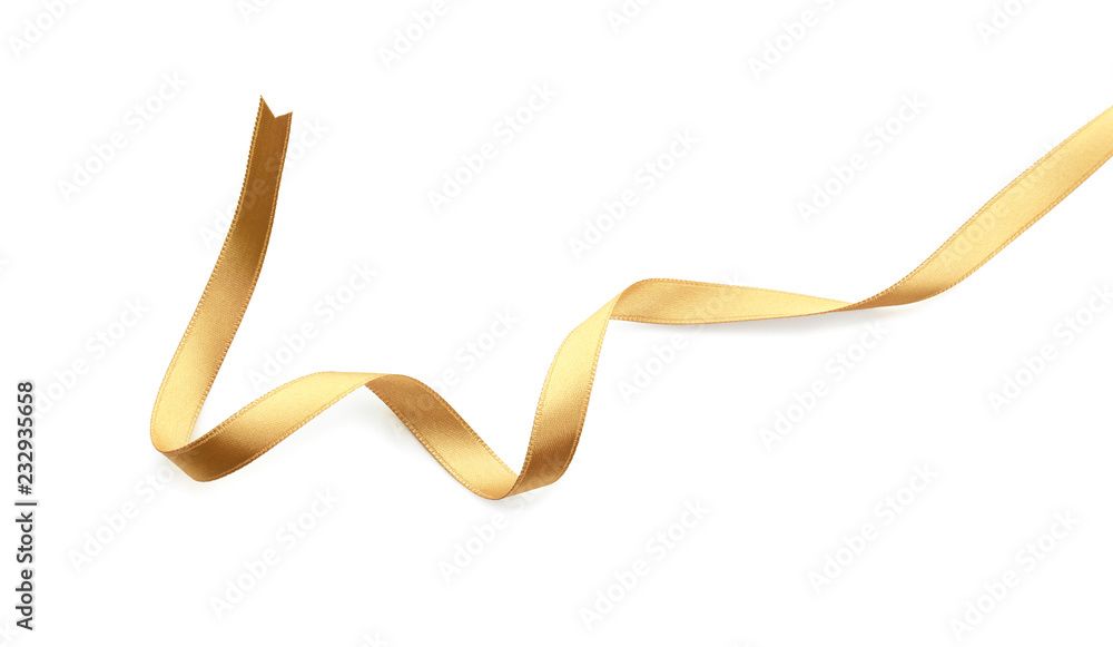 Beautiful golden ribbon on white background Beautiful golden ribbon on white background