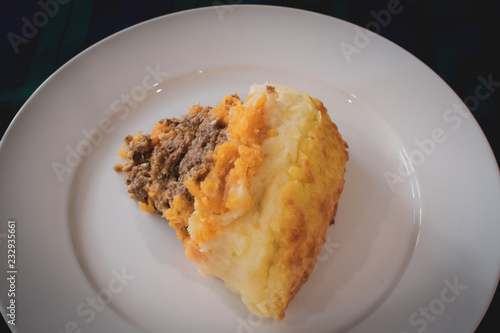 Haggis, neeps and tatties shepherds pie portion.