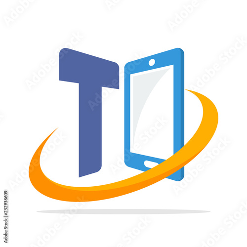initial logo icon for the smartphone gadget business with the initials of the letter T