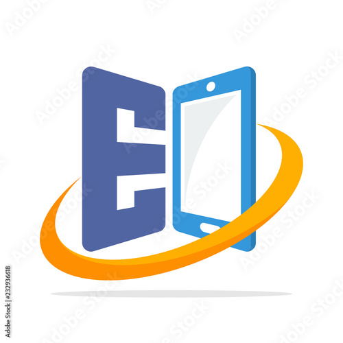 initial logo icon for the smartphone gadget business with the initials of the letter E
