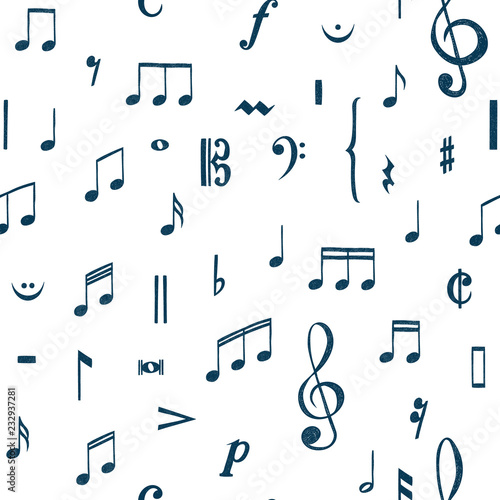 Music notes pattern. Music doodles background. Piano keys. Treble clef. Hand drawn effect vector. G-clef. Scribbles. Audio. Piano. Symphony. Song. Sing. Melody. Classic music.