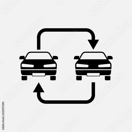 Trade in car icon. Car exchange symbol. Flat design. Stock - Vector illustration.