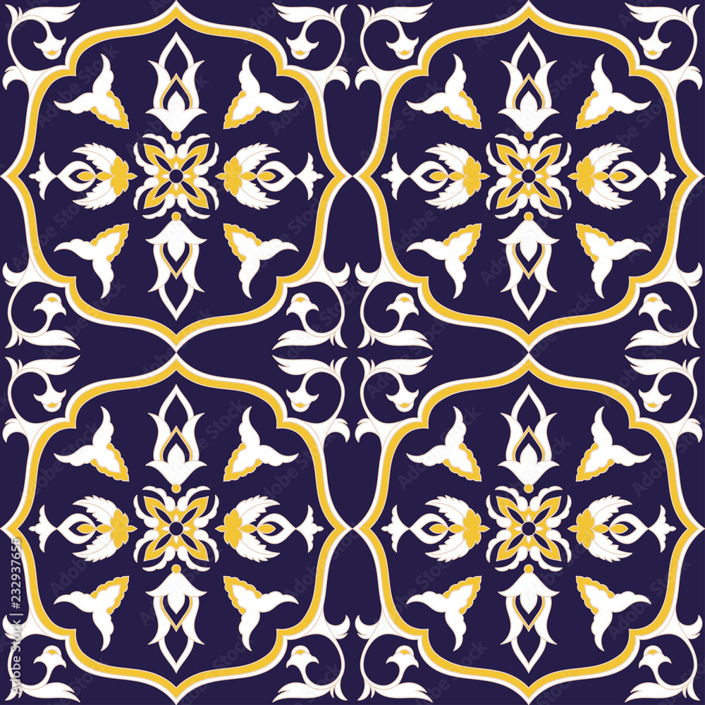 Mexican tile pattern vector seamless with indigo ornaments. Portuguese  azulejo, mexico talavera, spanish, italian sicily majolica. Tiled  background for kitchen mosaic floor or ceramic bathroom wall. Stock Vector  | Adobe Stock