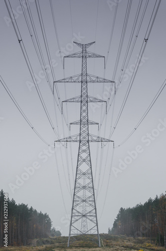 POWER ENERGETICS - Autumn landscape and energy truss tower