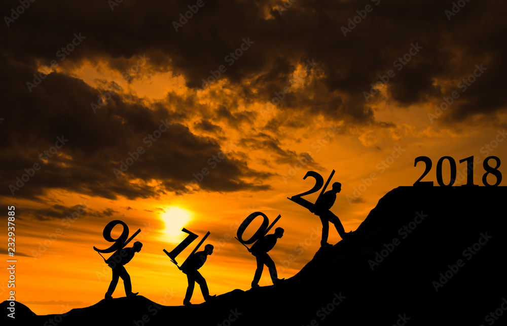 Man carry the new year number on his back