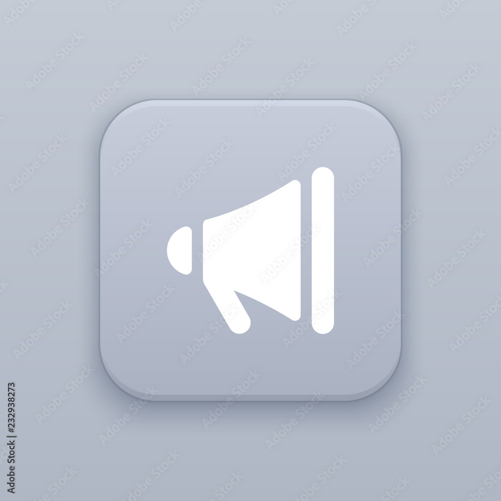 Loudspeaker, megaphone, gray vector button with white icon Loudspeaker, megaphone, gray vector button with white icon