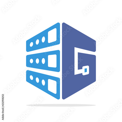 Initial logo icon for web hosting business with initial details of letter G
