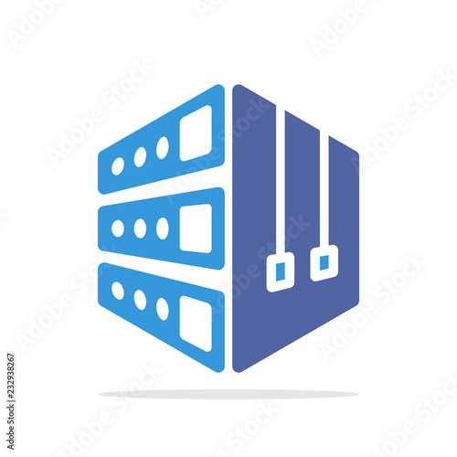 Initial logo icon for web hosting business with initial details of letter W